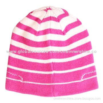 Wired Striped Audio Beanie for Smartphones with Acrylic Material
